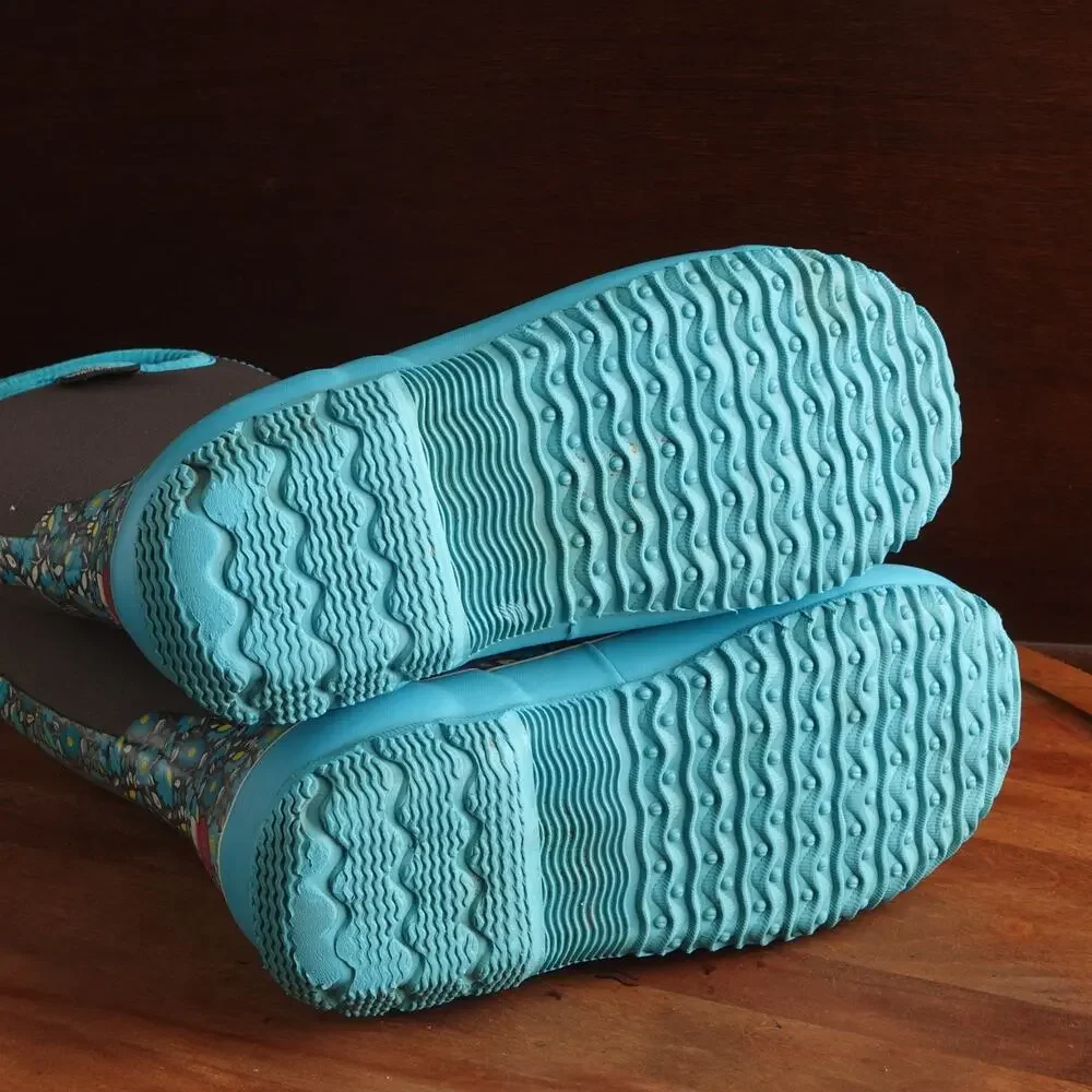 Bogs Boots Girls Size 5 Blue Sweet Pea Classic Owl Waterproof Chore Outdoor Read